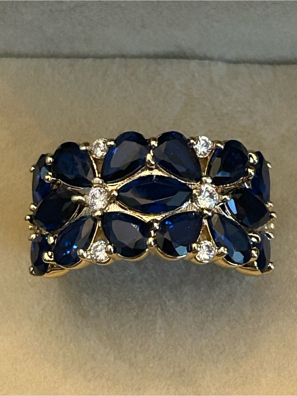 Written in Stones - Blue Lab Created Sapphire Ring in Gold with Floral Design